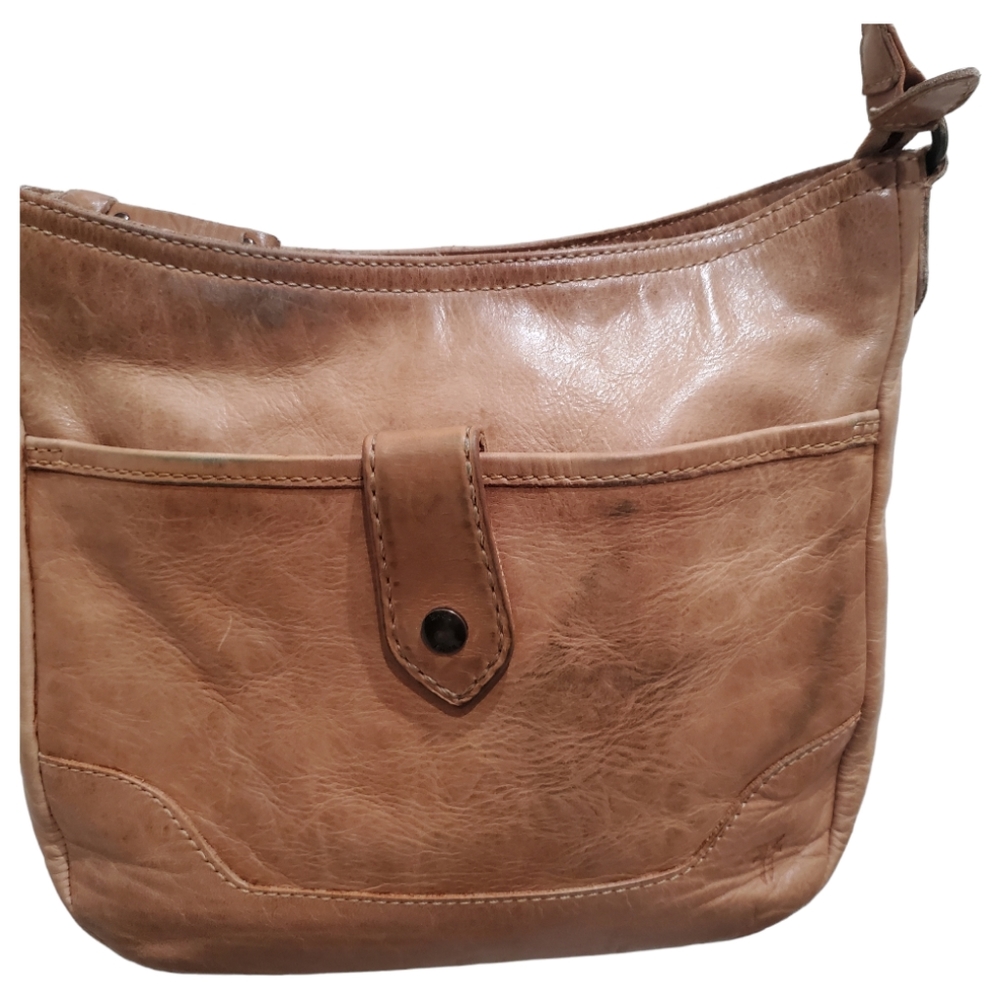 Frye Melissa Leather Bag Rustic Boho Distressed Western Everyday Purse Congac - Picture 3 of 14